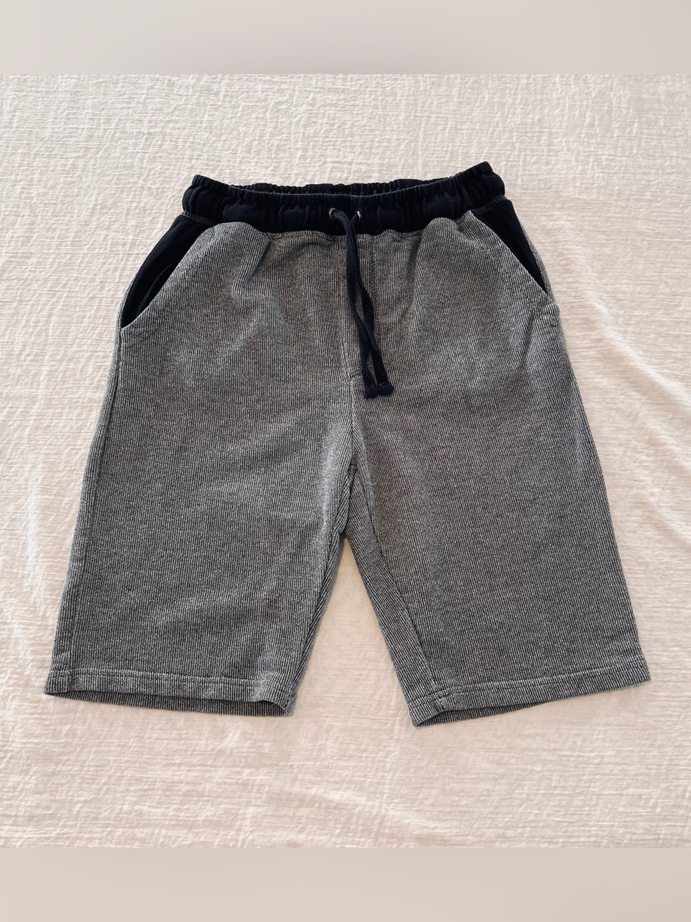 FISSION Athletic Knit Drawstring Shorts Gray And Black Cotton Blend Men’s M